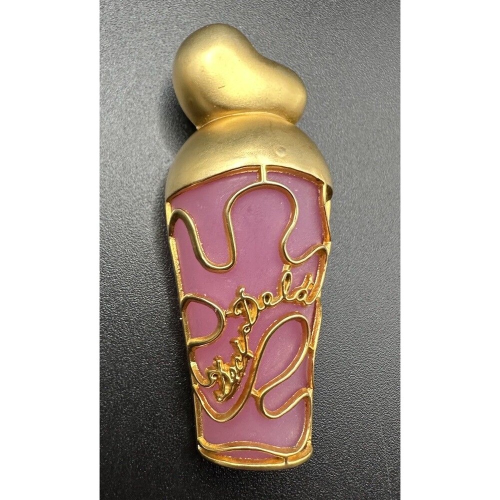Vintage Nina Ricci Deci Dela Perfume Bottle Pink Shaped Brooch / Pin